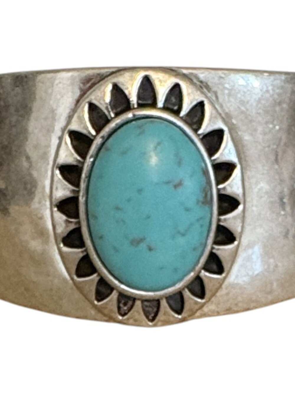 Lucky Brand Southwestern Silver Turquoise Statement Cuff